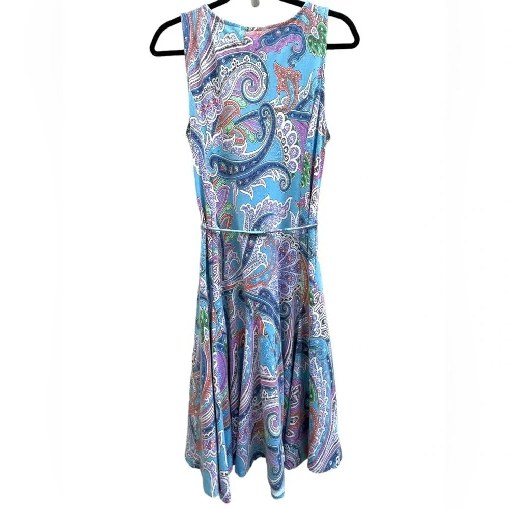 Lauren Ralph lauren blue paisley pattern sleeveless midi dress Size‎ Large - Picture 3 of 7